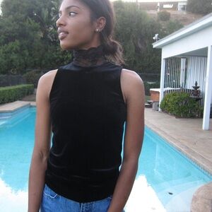 Lauren Ralph Lauren Black Velvet Top Size Medium